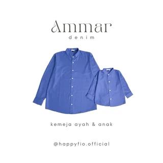 Kemeja Koko Couple Ayah Anak Lengan Panjang Warna Blue Denim By Happyfio